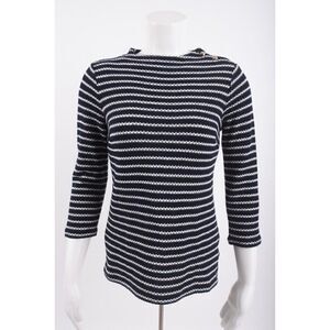Talbots Womans Sweater Shirt Size PP 0-2 Petite Navy Blue White Striped NWOT